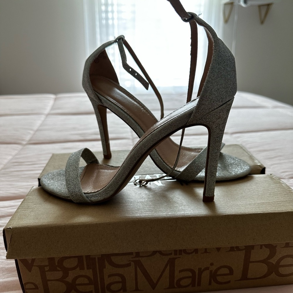 Sliver sparkly heels